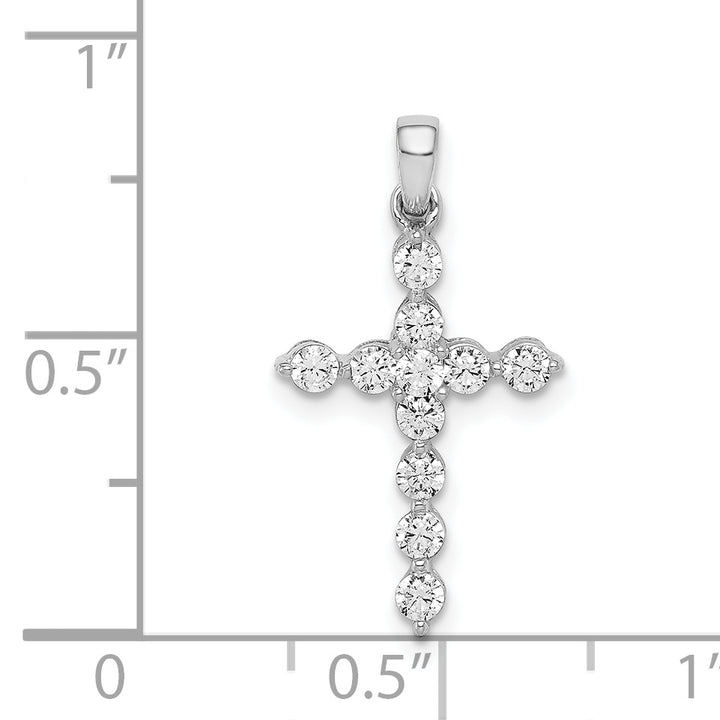 14k White Gold 3/8 CT Intricate Design Diamond Cross Pendant