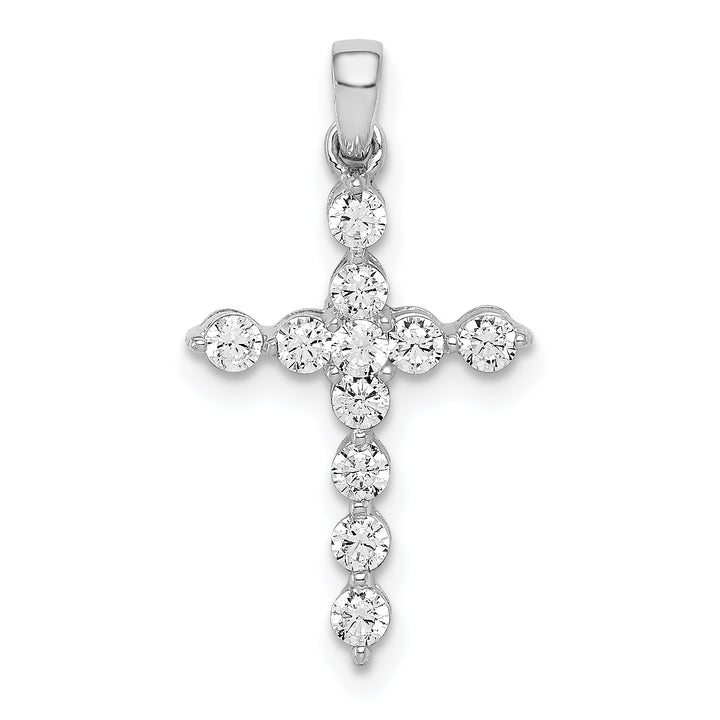 14k White Gold 3/8 CT Intricate Design Diamond Cross Pendant