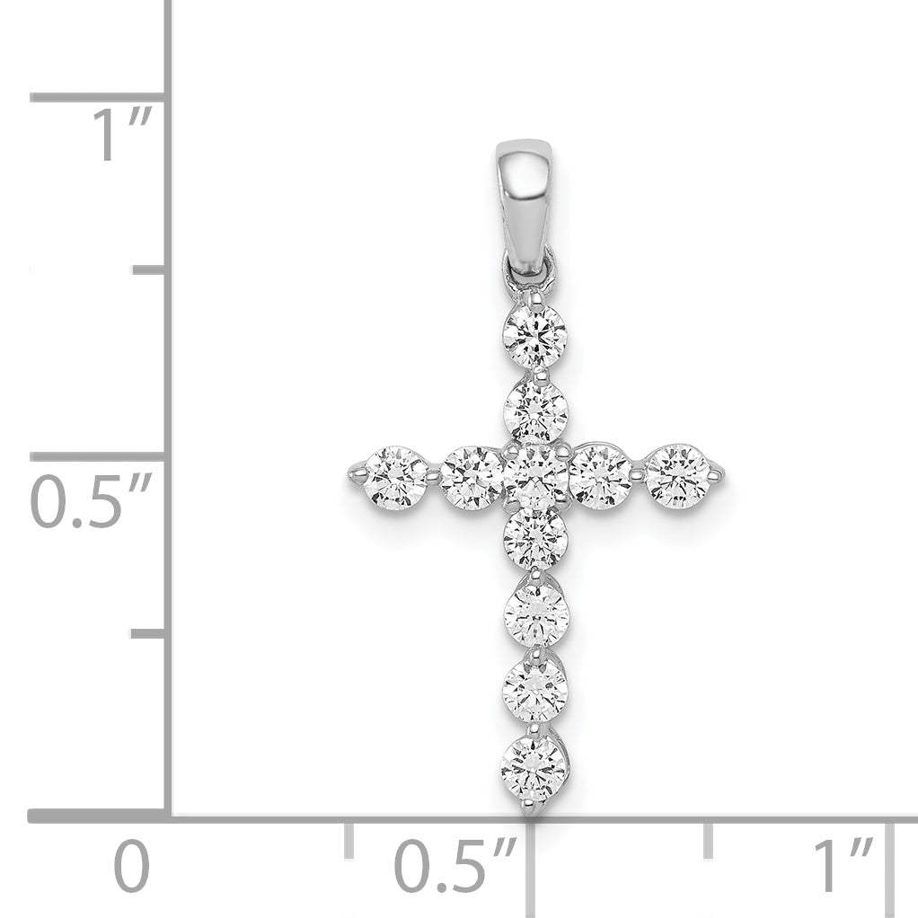 14k White Gold 1/2 CT Classic Diamond Cross Design Pendant