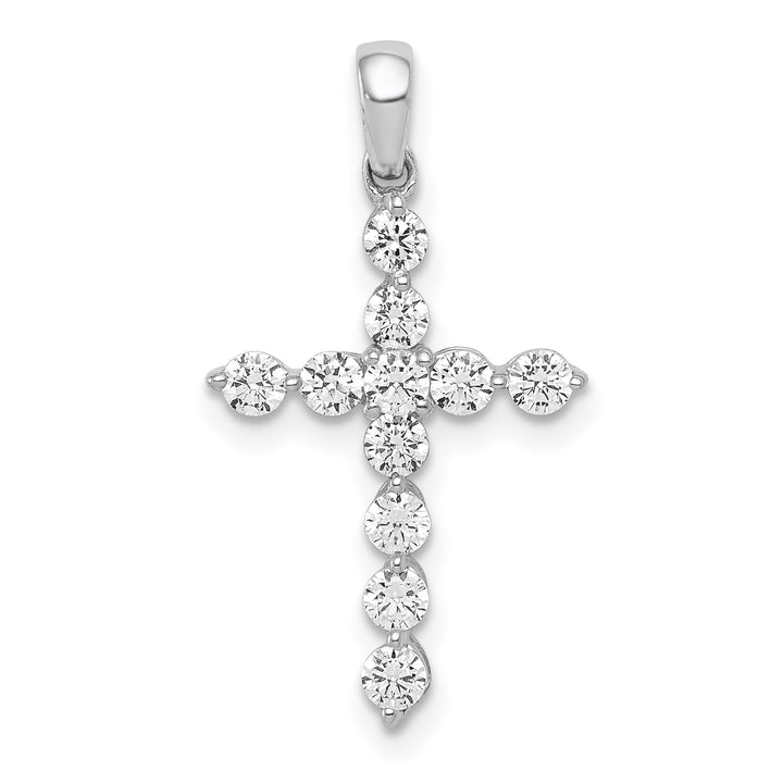 14k White Gold 1/2 CT Classic Diamond Cross Design Pendant