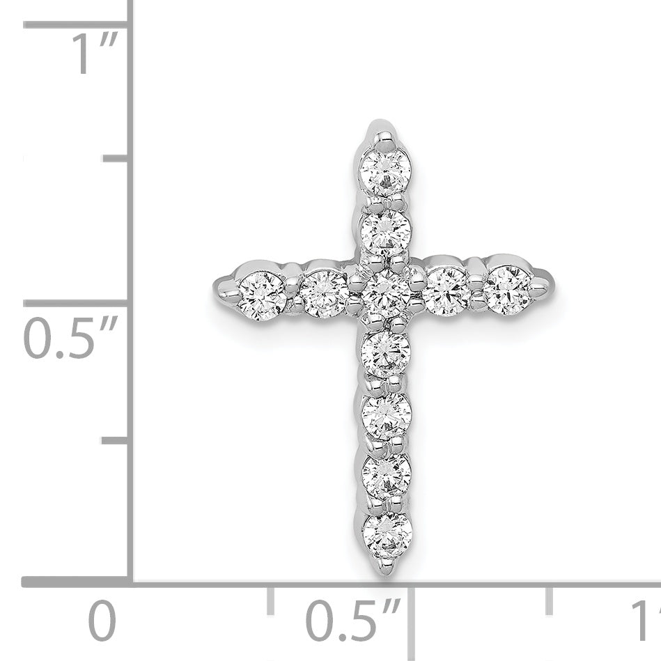 14k White Gold 1/2 CT Classic Diamond Cross Chain Slide