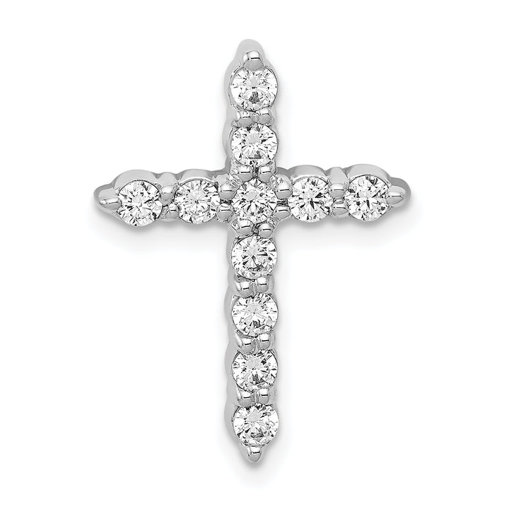 14k White Gold 1/2 CT Classic Diamond Cross Chain Slide