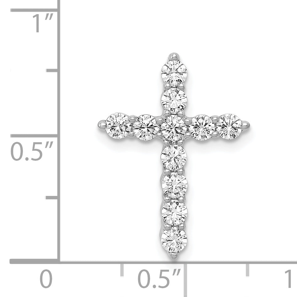 14k White Gold 3/4 CT Diamond Classic Design Cross Chain Slide