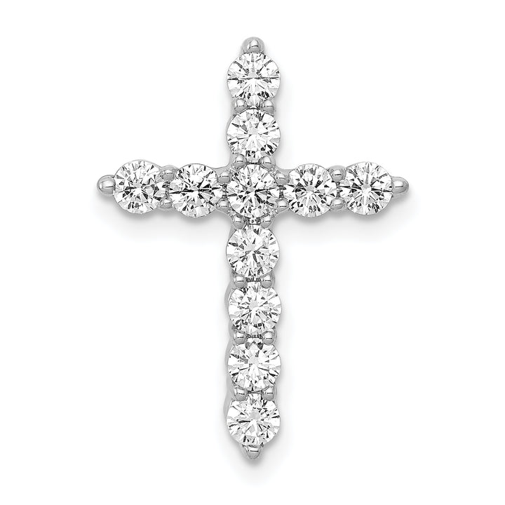 14k White Gold 3/4 CT Diamond Classic Design Cross Chain Slide