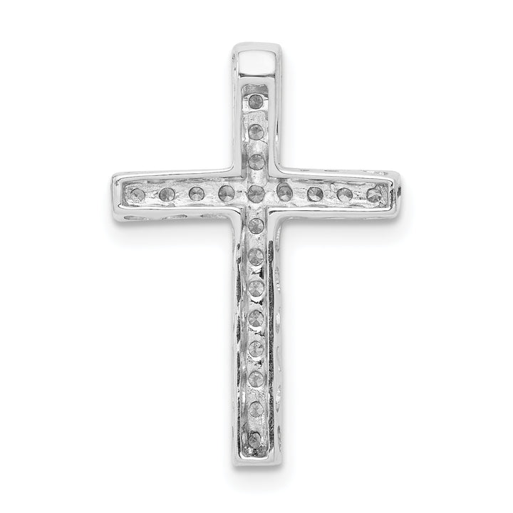 14k White Gold 1/5 CT Diamond Cross Omega Slide Pendant
