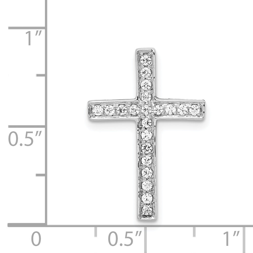 14k White Gold 1/5 CT Diamond Cross Omega Slide Pendant