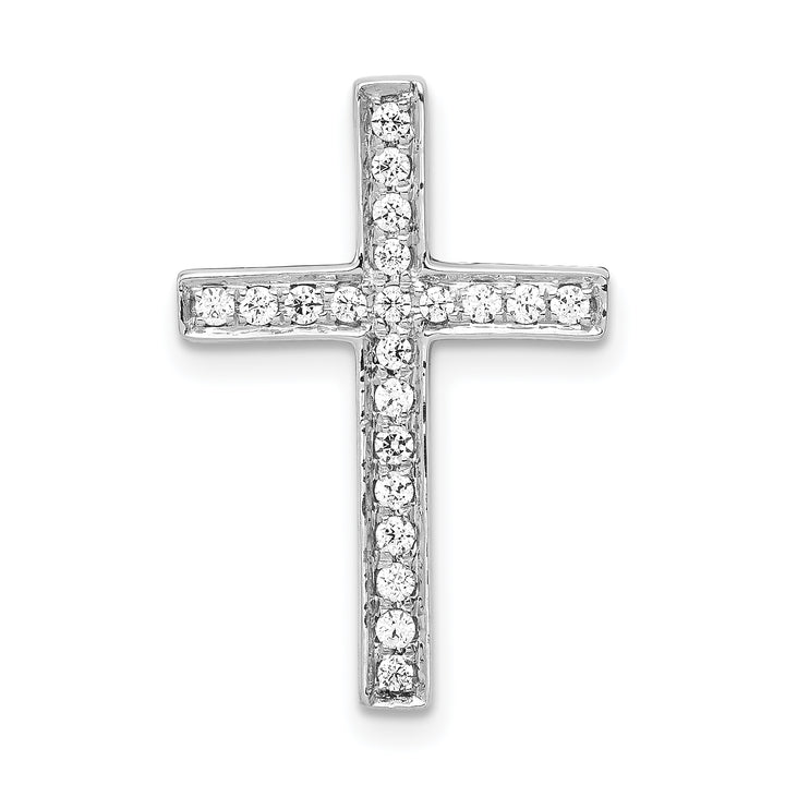 14k White Gold 1/5 CT Diamond Cross Omega Slide Pendant