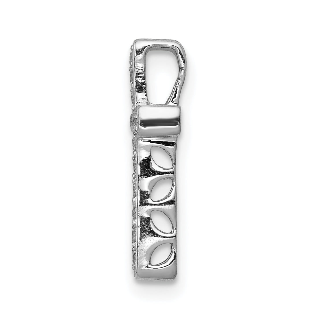 14k White Gold 1/6 CT Diamond Bold Latin Cross Chain Slide