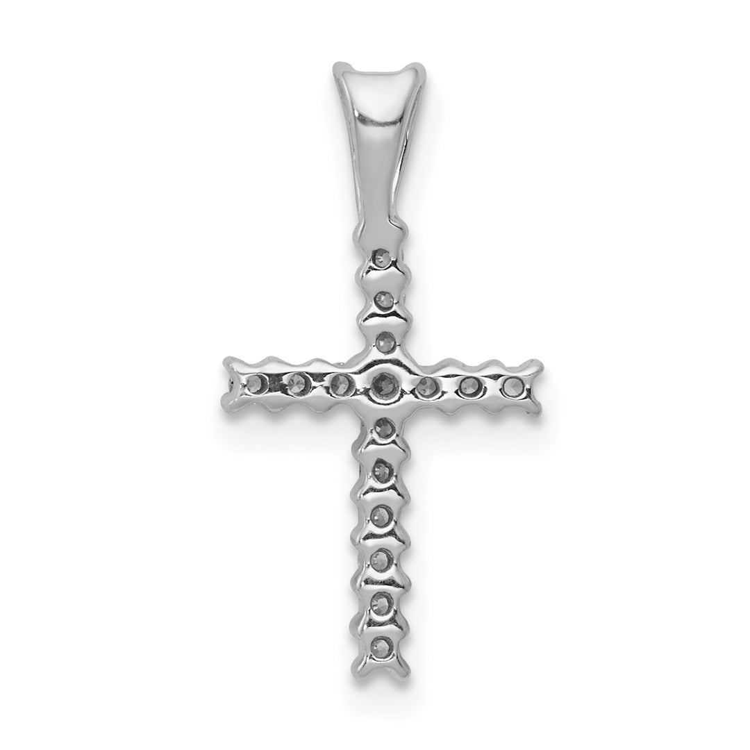 14k White Gold 1/6 CT Diamond Fancy Latin Cross Pendant