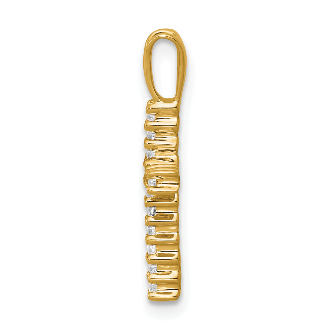 14k Yellow Gold 1/6 CT Diamond Classic Latin Cross Pendant