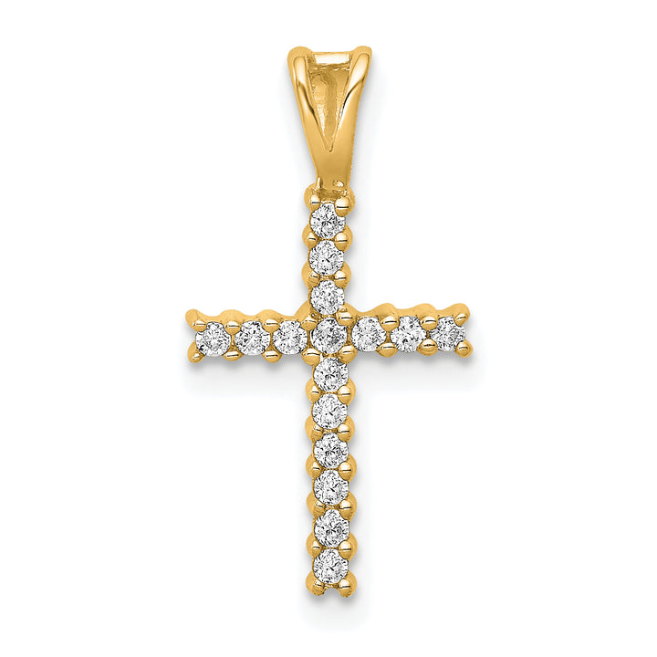 14k Yellow Gold 1/6 CT Diamond Classic Latin Cross Pendant