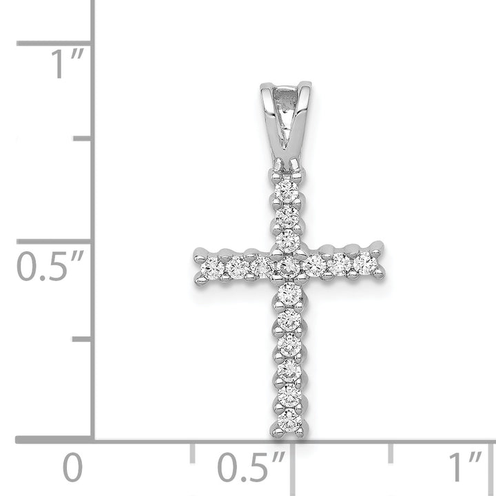 14k White Gold 1/4 CT Elegant Diamond Latin Cross Pendant
