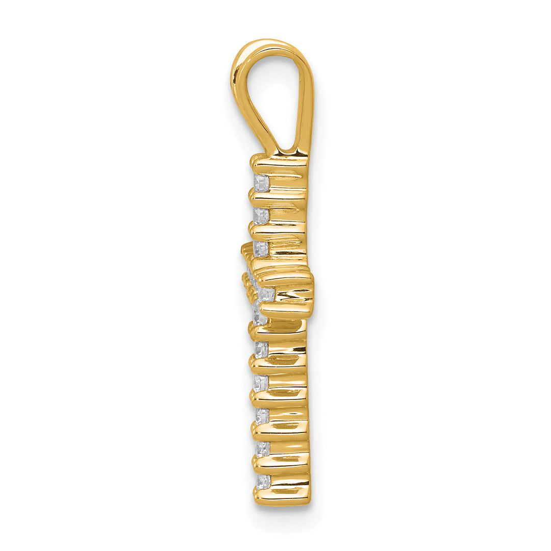 14k Yellow Gold 1/4 CT Diamond Latin Design Cross Pendant