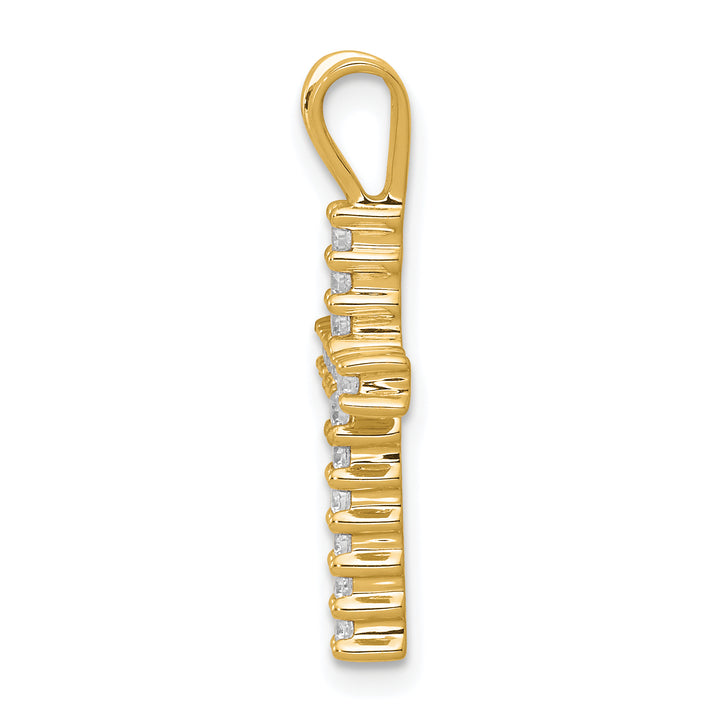 14k Yellow Gold 1/4 CT Diamond Latin Design Cross Pendant