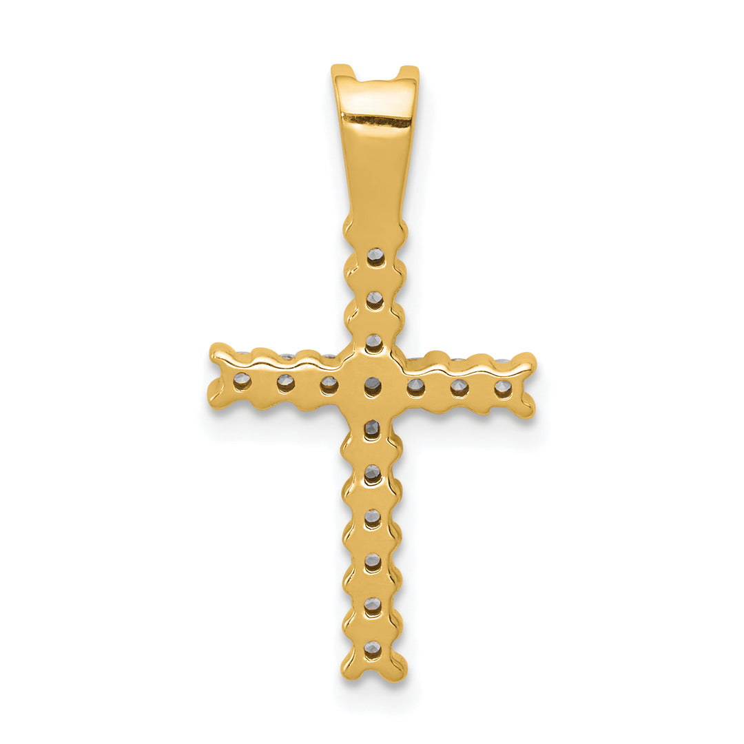 14k Yellow Gold 1/4 CT Diamond Latin Design Cross Pendant