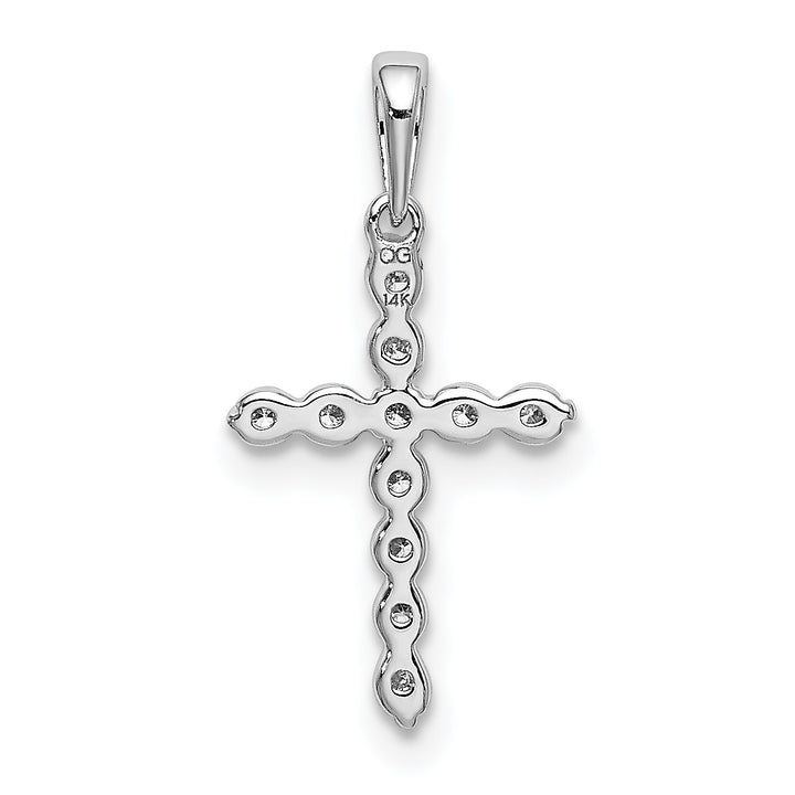 14k White Gold 1/10 CT Diamond Timeless Cross Design Pendant