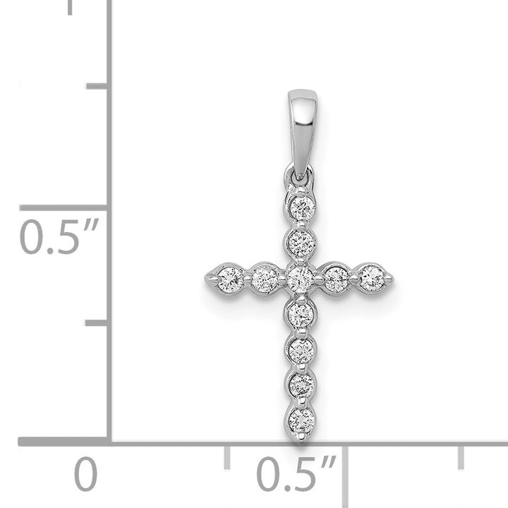 14k White Gold 1/10 CT Diamond Timeless Cross Design Pendant