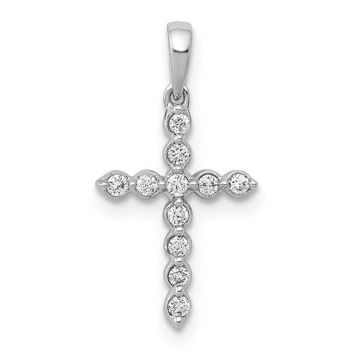 14k White Gold 1/10 CT Diamond Timeless Cross Design Pendant