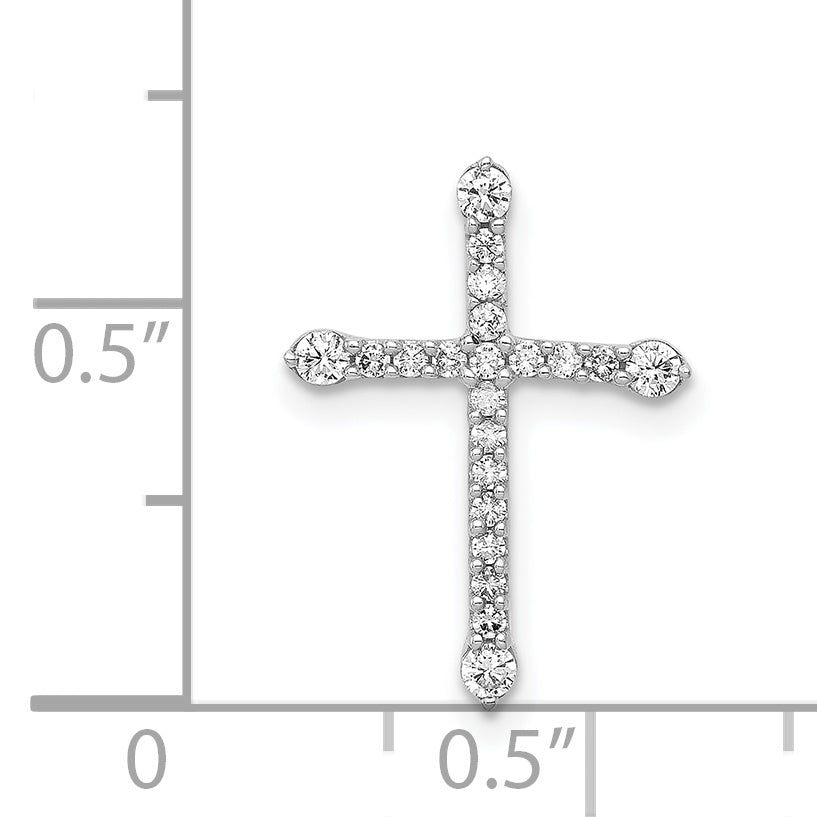 14k White Gold 1/5 CT Diamond Elegant Cross Chain Slide