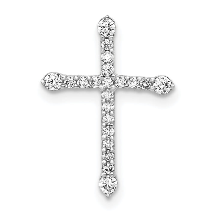 14k White Gold 1/5 CT Diamond Elegant Cross Chain Slide
