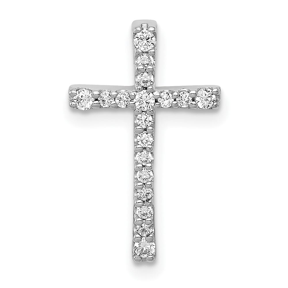 Lovely Rita's Pendants & Charms 10K White Gold 1/5 ct Diamond Latin Cross Chain Slide