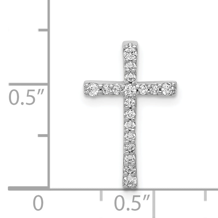 14k White Gold 1/5 CT Classic Diamond Latin Cross Chain Slide