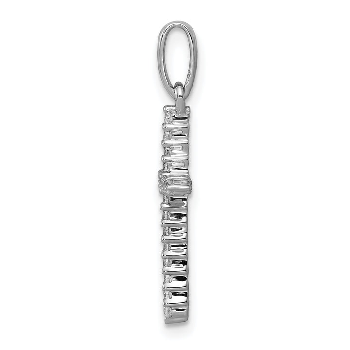 14k White Gold 1/6 CT Trendy Diamond Cross Design Pendant