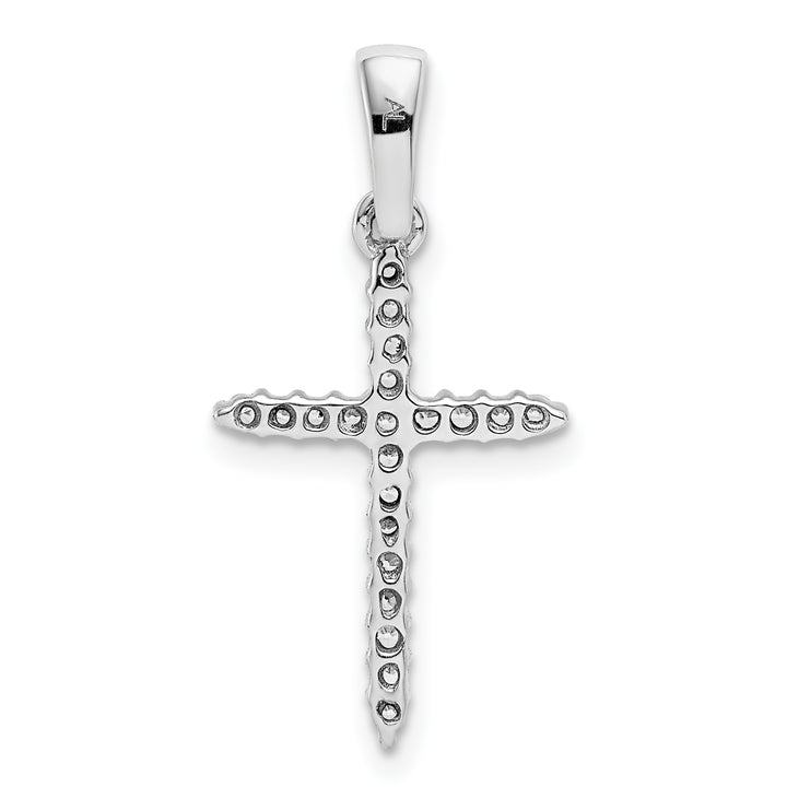 14k White Gold 1/6 CT Trendy Diamond Cross Design Pendant