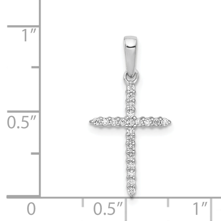 14k White Gold 1/6 CT Trendy Diamond Cross Design Pendant