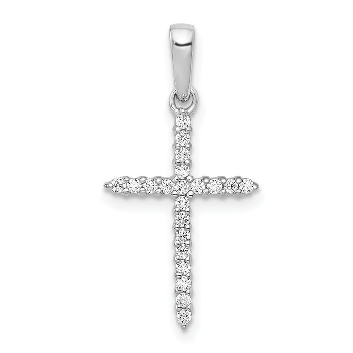 14k White Gold 1/6 CT Trendy Diamond Cross Design Pendant