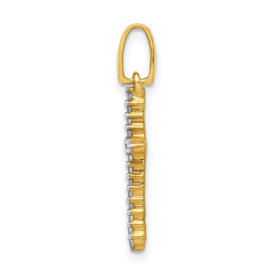 14k Yellow Gold 1/6 CT Diamond Sleek Design Cross Pendant