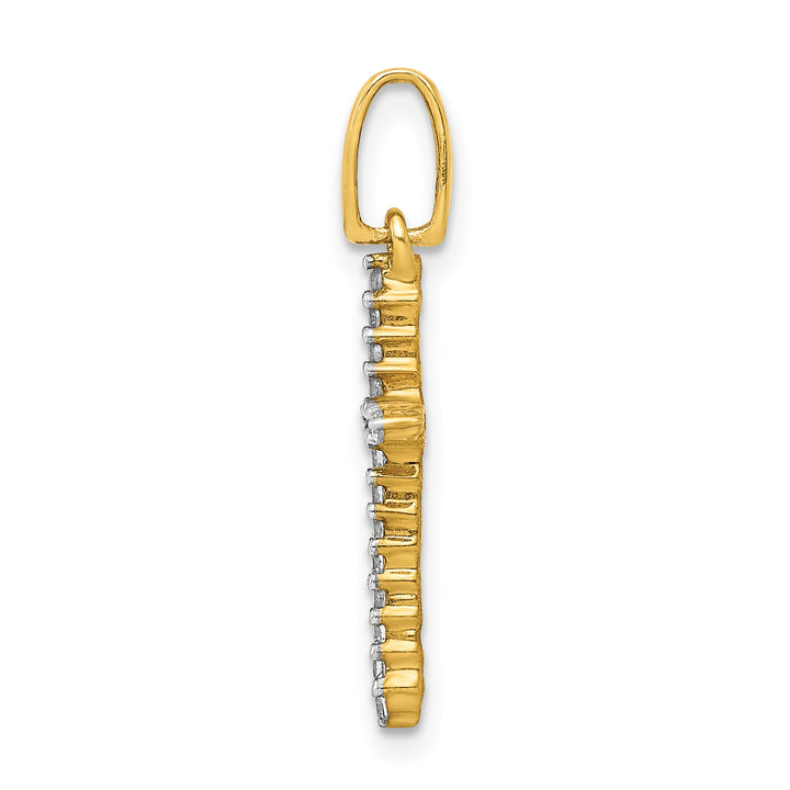 14k Yellow Gold 1/6 CT Diamond Sleek Design Cross Pendant