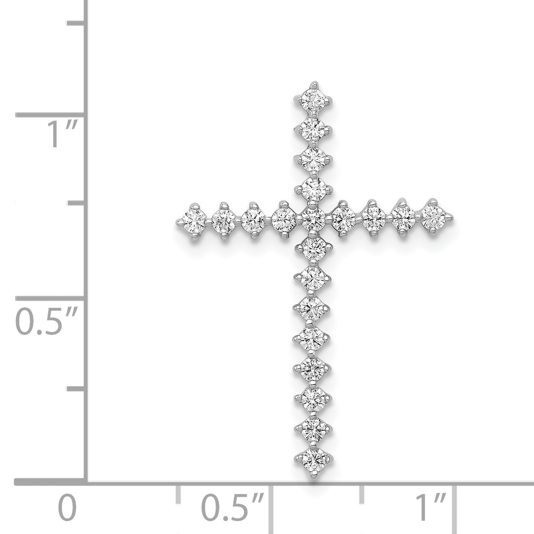 14k White Gold 3/8 CT Diamond Fancy Cross Chain Slide