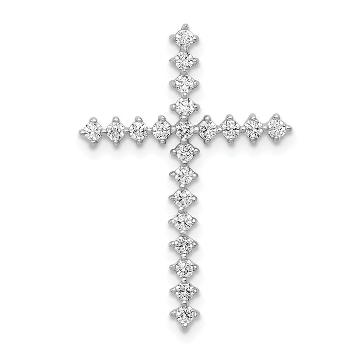 14k White Gold 3/8 CT Diamond Fancy Cross Chain Slide