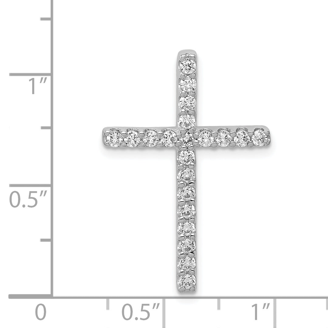 14k White Gold 1/2 CT Diamond Fancy Cross Chain Slide Pendant