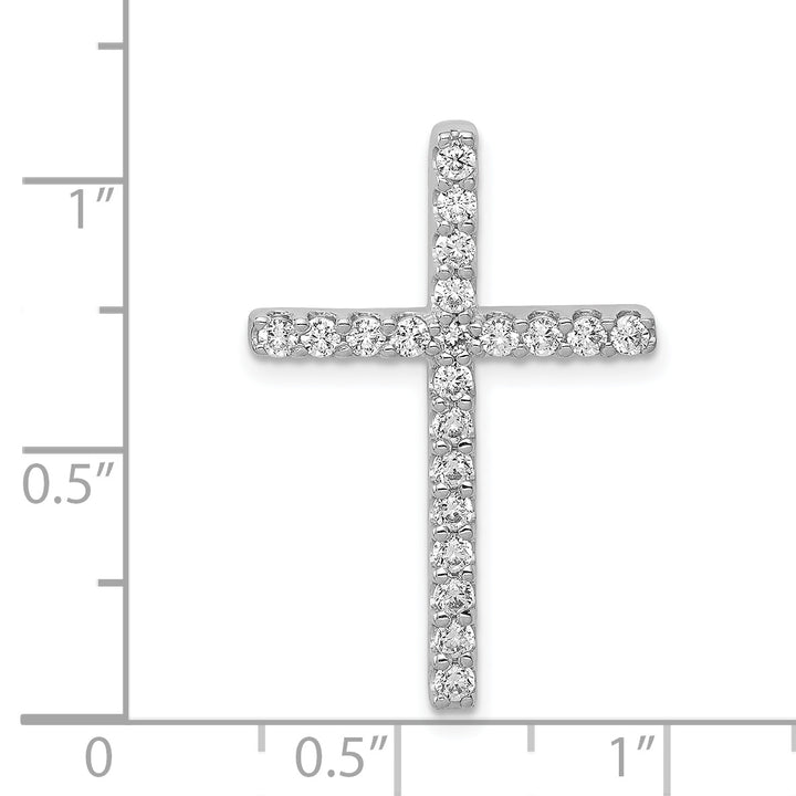 14k White Gold 1/2 CT Diamond Fancy Cross Chain Slide Pendant