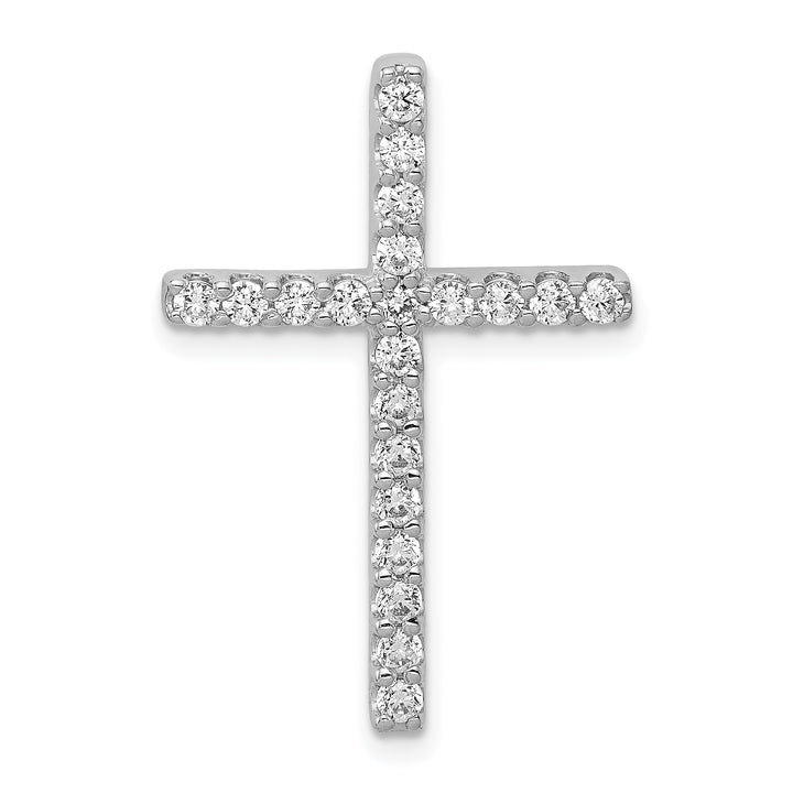 14k White Gold 1/2 CT Diamond Fancy Cross Chain Slide Pendant