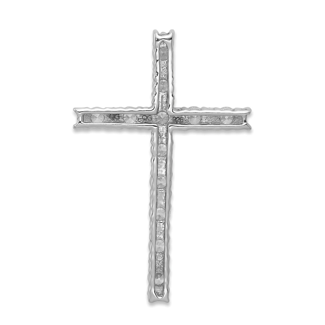 14k White Gold 1/2 CT Diamond Latin Design Cross Chain Slide