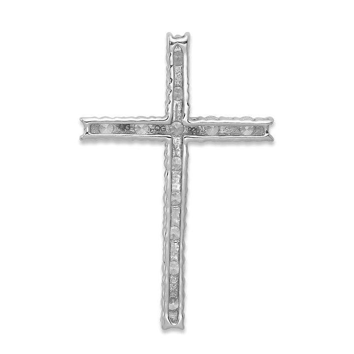 14k White Gold 1/2 CT Diamond Latin Design Cross Chain Slide