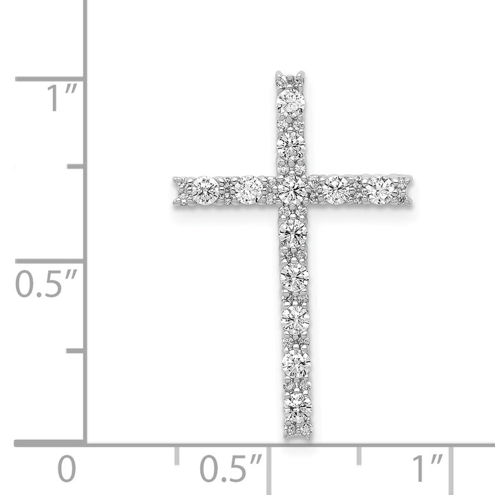 14k White Gold 1/2 CT Diamond Latin Design Cross Chain Slide
