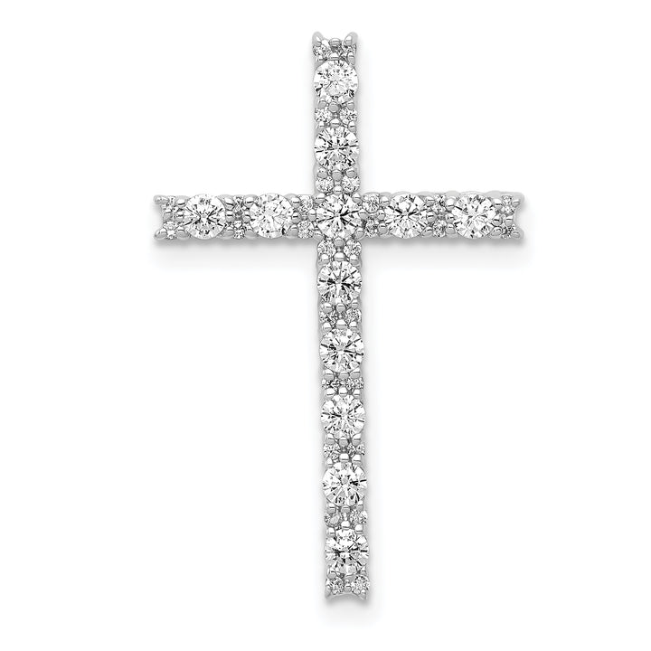 14k White Gold 1/2 CT Diamond Latin Design Cross Chain Slide
