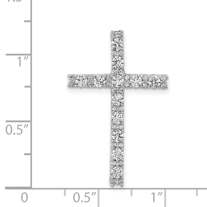 14k White Gold 3/4 CT Classic Diamond Latin Cross Chain Slide