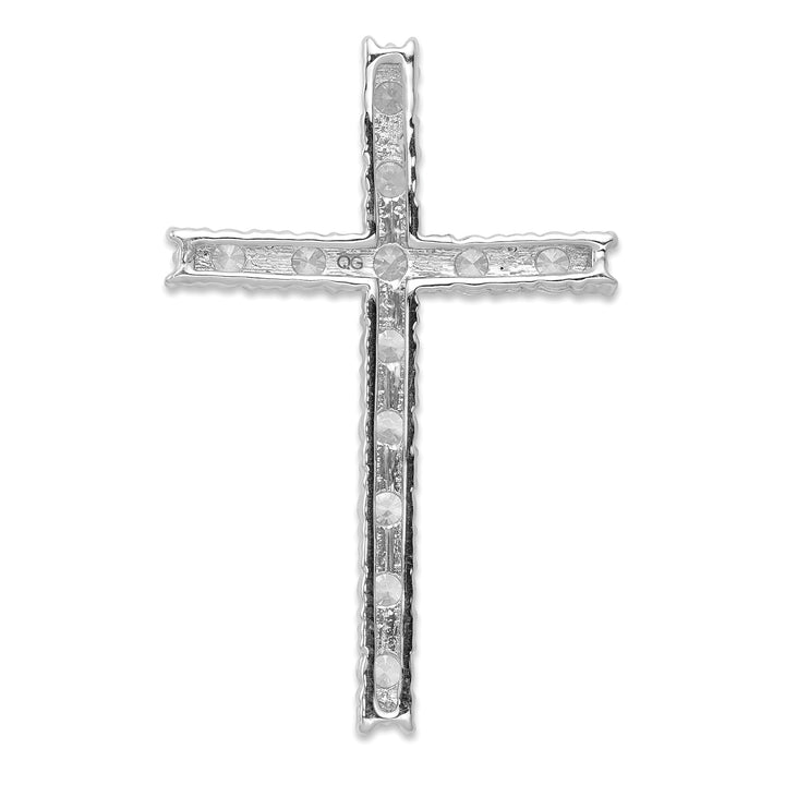 14k White Gold 1 CT Intricate Diamond Latin Cross Chain Slide