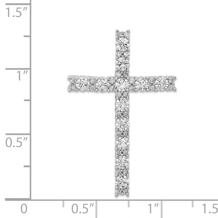14k White Gold 1 CT Intricate Diamond Latin Cross Chain Slide