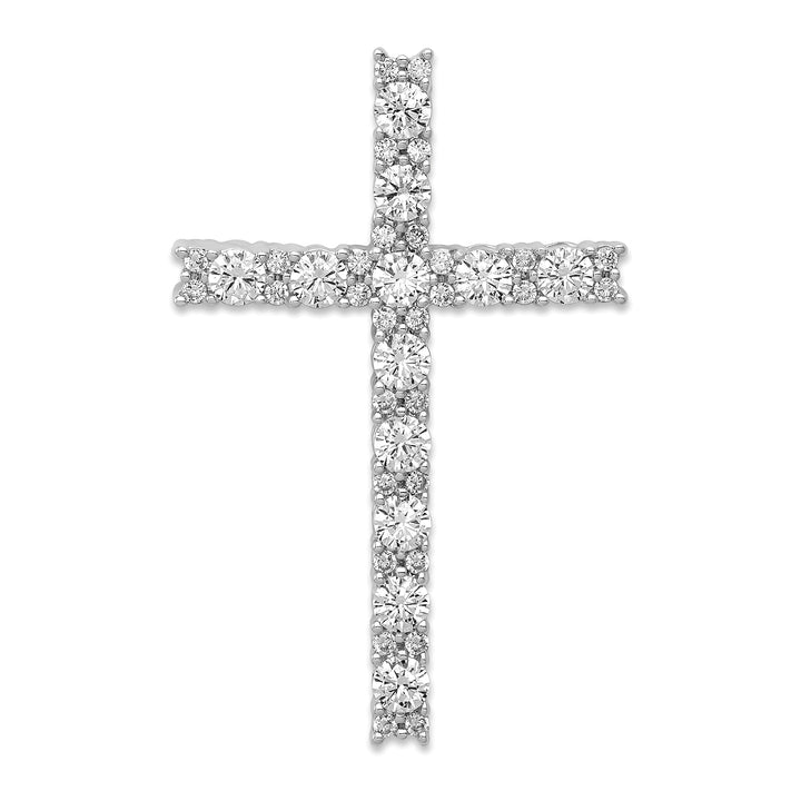 14k White Gold 1 CT Intricate Diamond Latin Cross Chain Slide