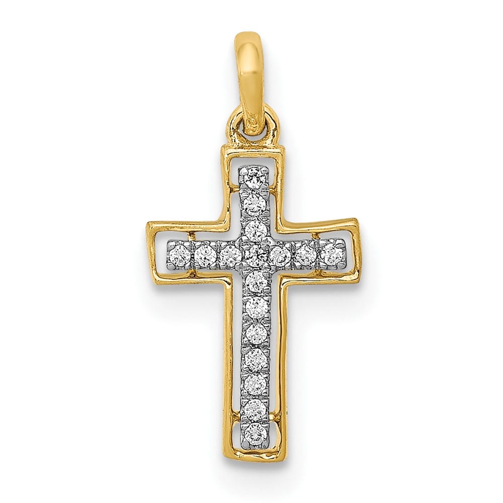 Lovely Rita's Pendants & Charms 10K Yellow Gold 1/20 ct Diamond Small Cross Pendant
