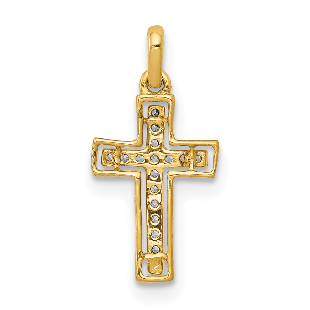 14k and White Rhodium 1/20 CT Diamond Classic Cross Pendant