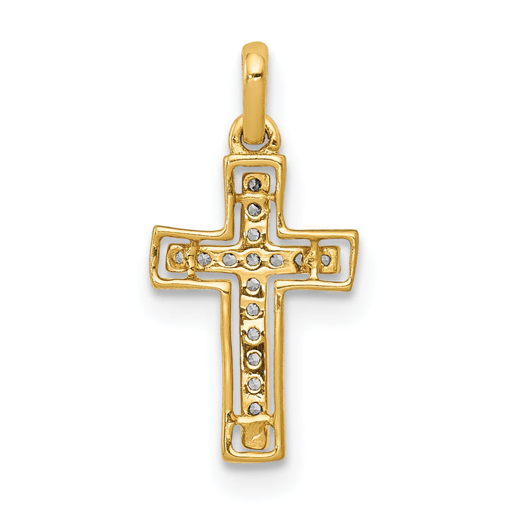 14k and White Rhodium 1/20 CT Diamond Classic Cross Pendant