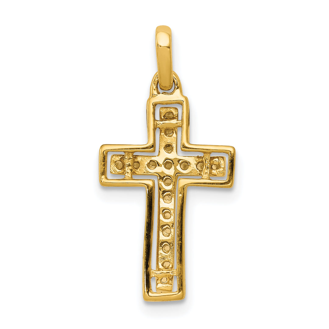 14k Yellow, White Gold 1/8 CT Diamond Fancy Cross Pendant