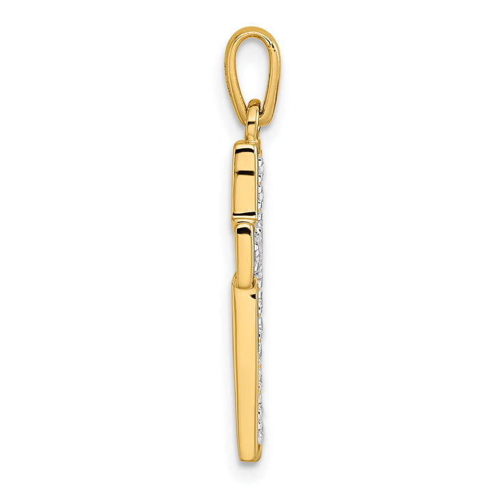 14k Yellow, White Gold 1/4 CT Diamond Bold Cross Design Pendant